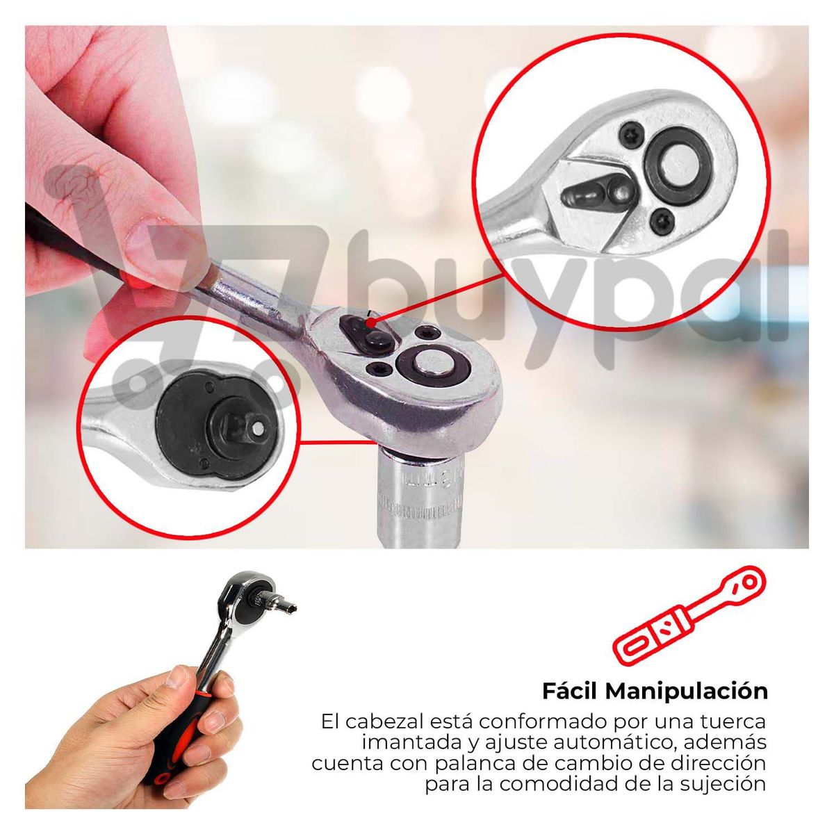 BUYPAL - Kit Herramientas 46 Piezas Multiusos Dados Puntas Acero Carbono