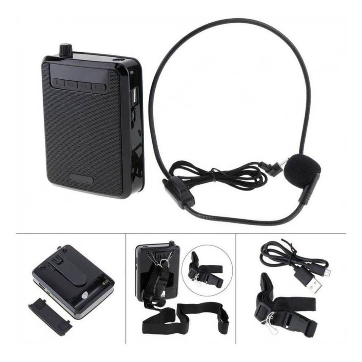 ITELSISTEM - Parlante Altavoz vincha Microfono Bluetooh Exposiciones Profe Negro