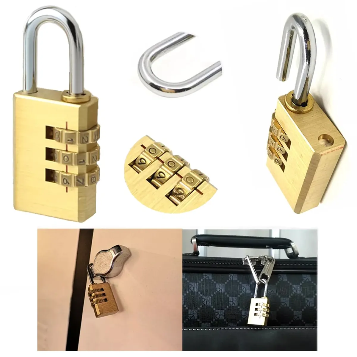 GENERICO - Candado Seguridad Mochilas Casillero Maleta Viaje 3 Dígitos ch04A