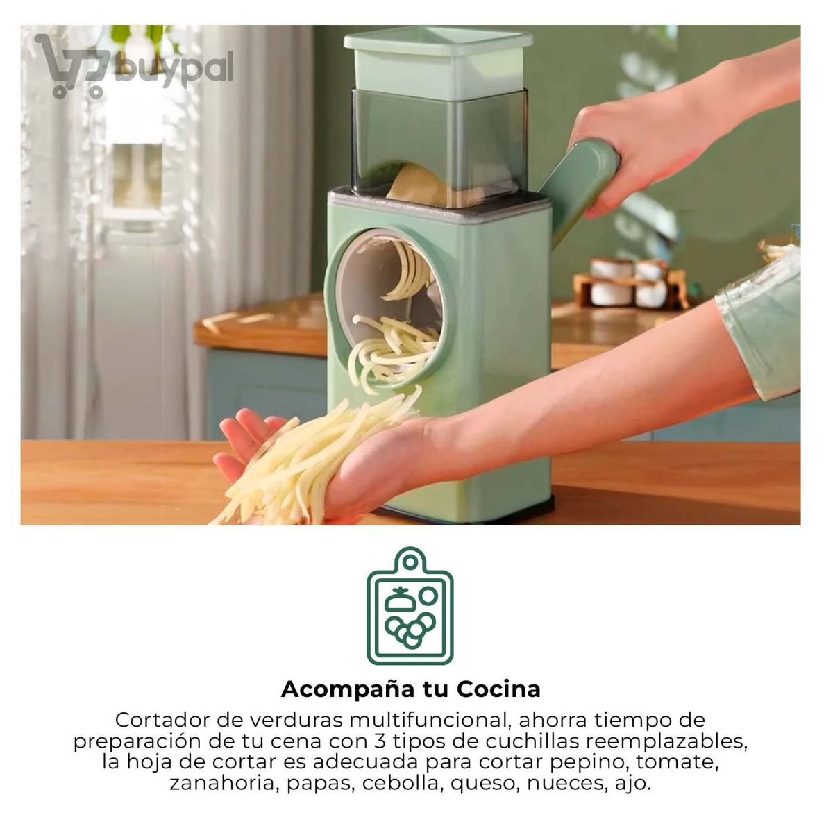 BUYPAL - Picador Rayador Cortador Verdura Vegetales Queso 3 En 1