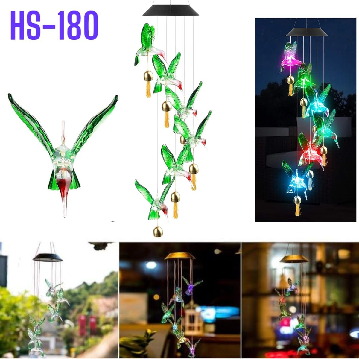 OEM - Luz Solar para Jardín de 6 Colibrí RGB Recargable Decorativo
