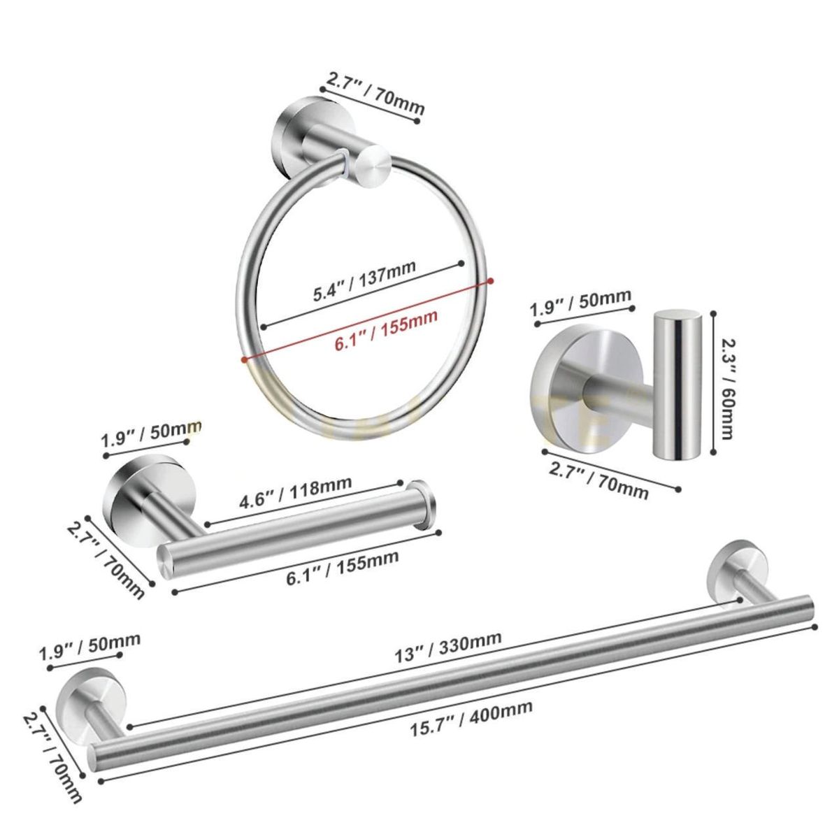 GENERICO - Cirlux - Set de 4 piezas de accesorios de acero inoxidable #304