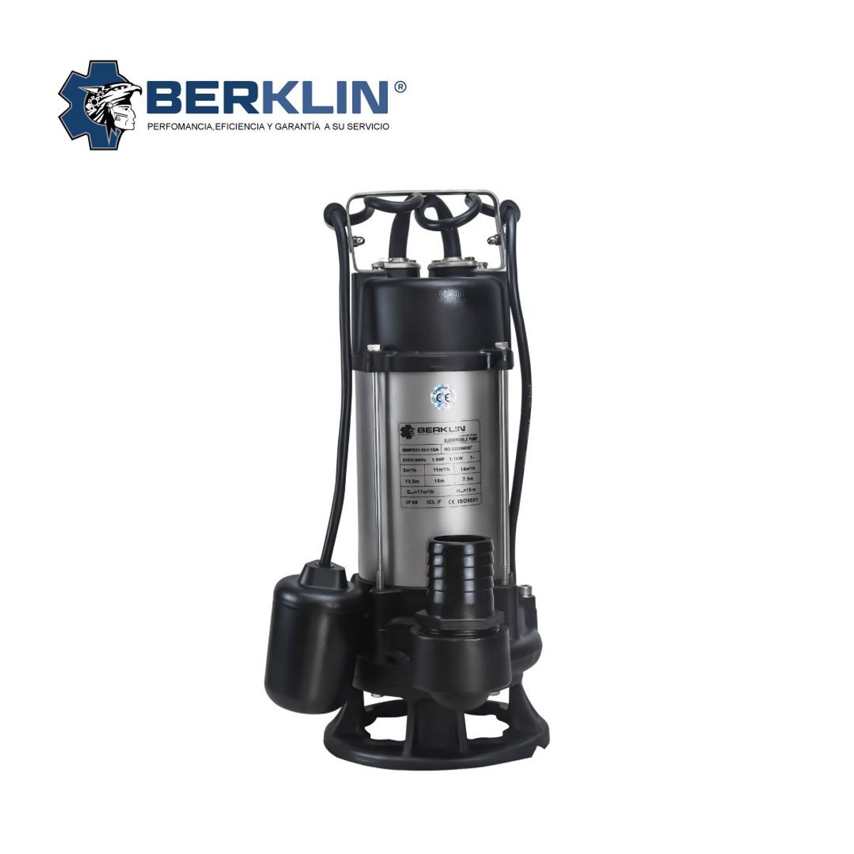 BERKLIN - BOMBA SUMERGIBLE DE 1.5 HP PARA AGUA SUCIA