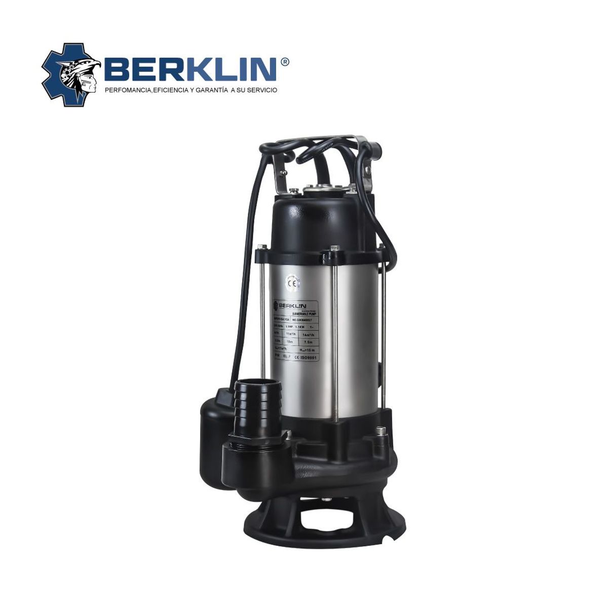 BERKLIN - BOMBA SUMERGIBLE DE 1.5 HP PARA AGUA SUCIA