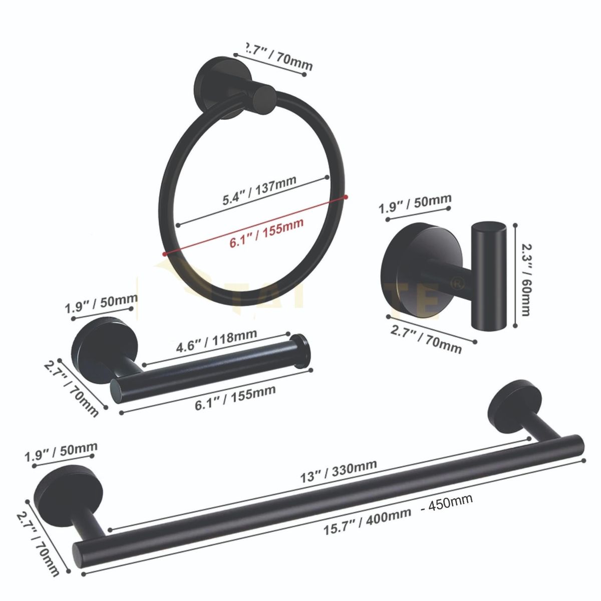 GENERICO - Cirlux - Set de 4 piezas de accesorios de acero inoxidable #304