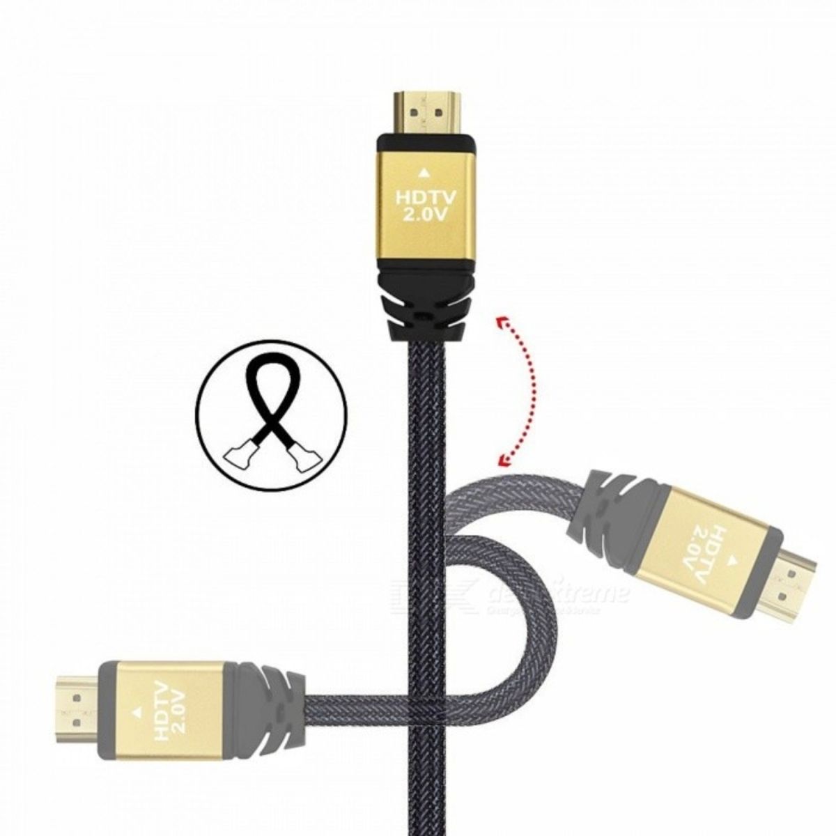 GENERICO - Cable HDMI 3M 3 Metros Ultra HD 3D 4k V2.0 2160P - Enmallado Gris