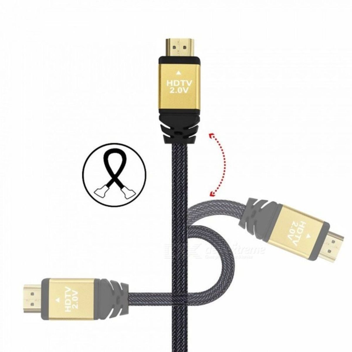 GENERICO - Cable HDMI 2M 2 Metros Ultra HD 3D 4k V2.0 2160P - Enmallado Gris