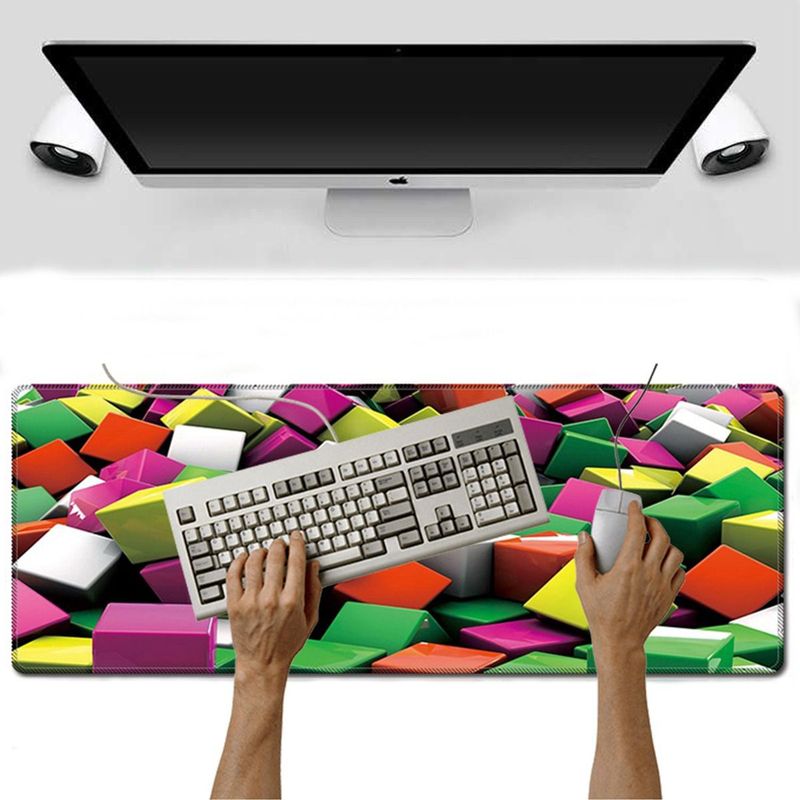 GENERICO - Mouse pad Base Escritorio Extra Large 30x80cm Computador cubos 3D