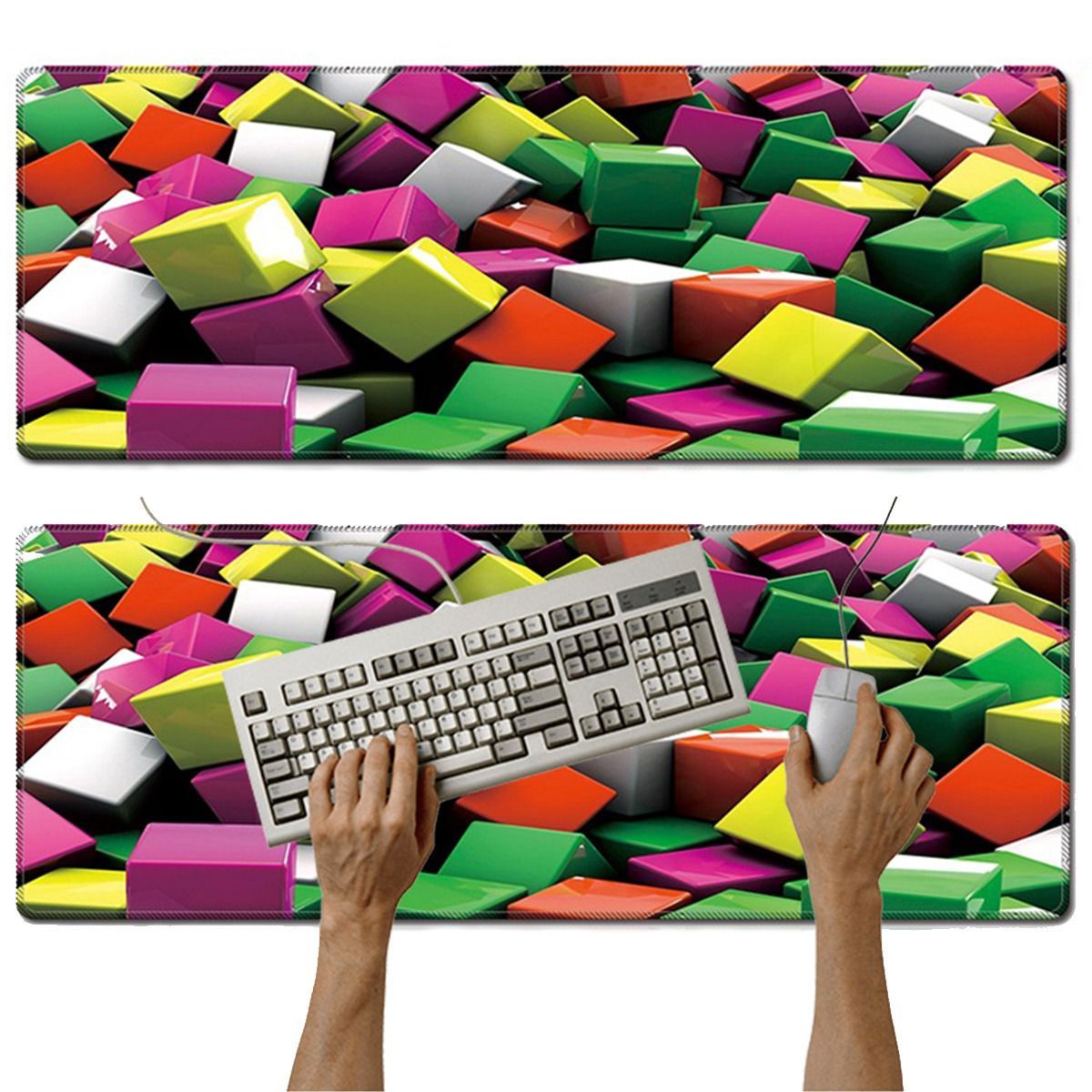 GENERICO - Mouse pad Base Escritorio Extra Large 30x80cm Computador cubos 3D