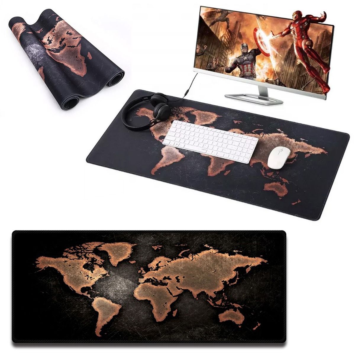 GENERICO - Mouse pad Base Escritorio Extra Large 30x80cm Computador Mapa geo