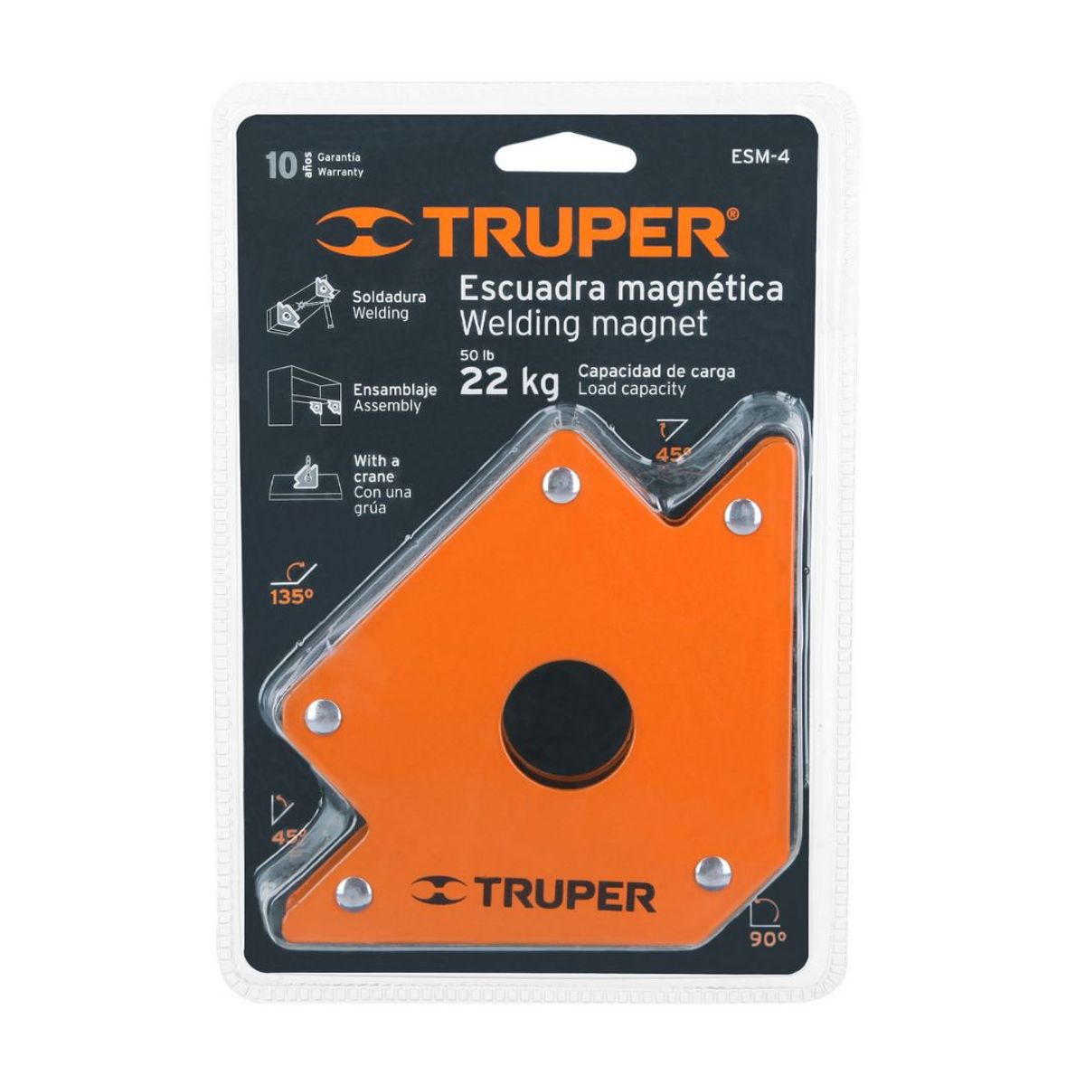 TRUPER - Escuadra Magnética Para Soldar 4 Pulgadas 22Kg Truper ESM-4