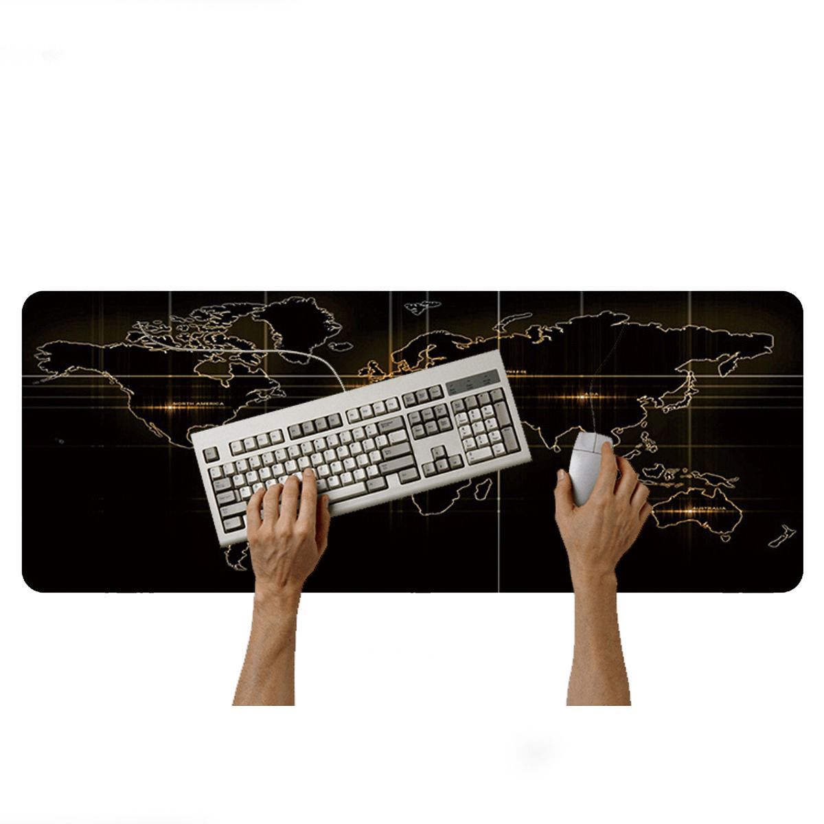GENERICO - Mouse pad Base Escritorio Extra Large 30x80cm Computador Mapa negro S