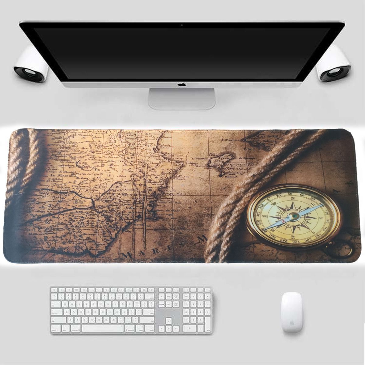 GENERICO - Mouse pad Base Escritorio Extra Large 30x80cm Computador Mapa brujula