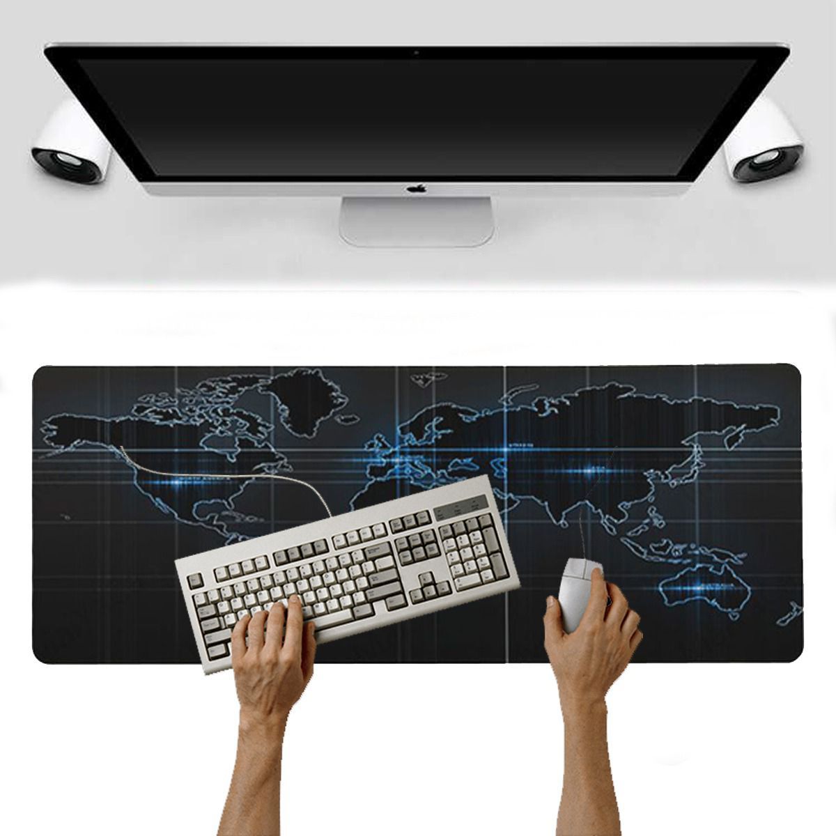 GENERICO - Mouse pad Base Escritorio Extra Large 30x80cm Computador Mapa negro D