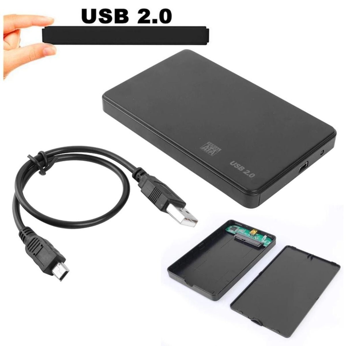 GENERICO - Case Disco Duro Externo Sata 2.5" Usb 2.0 presion - Negro