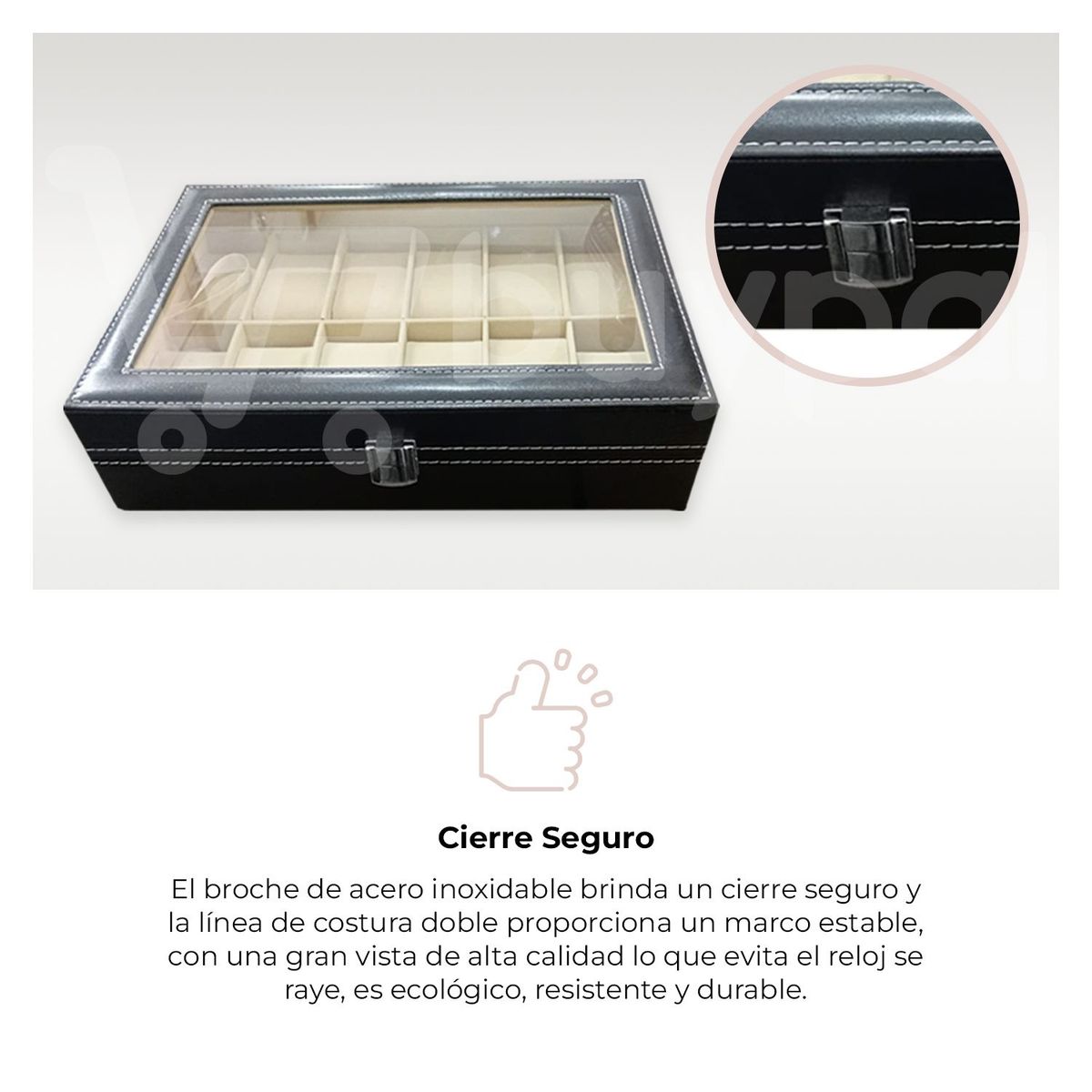 BUYPAL - Estuche Organizador 12 Compartimientos Reloj Elegante