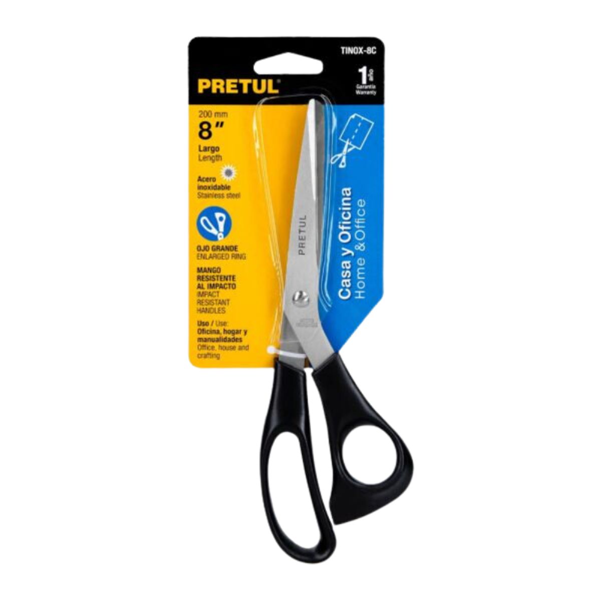 PRETUL - Tijera Pretul 8 Pulgadas Oficina Y Hogar Tinox-8c