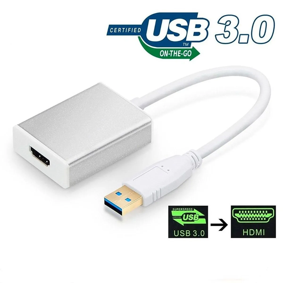 GENERICO - Convertidor Usb 3.0 a hdmi Full HD 1080p Adaptador compatible 2.0