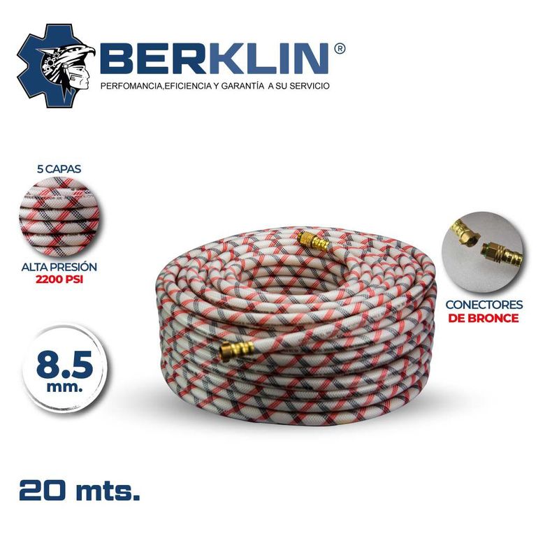 BERKLIN - ROLLO DE MANGUERA DE 20 METROS