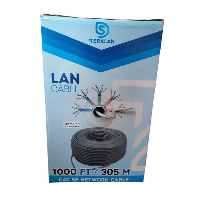 GENERICO - Cable De Red Utp Cat 5e Rj45 305 Metros rollo ethernet Lan Gris