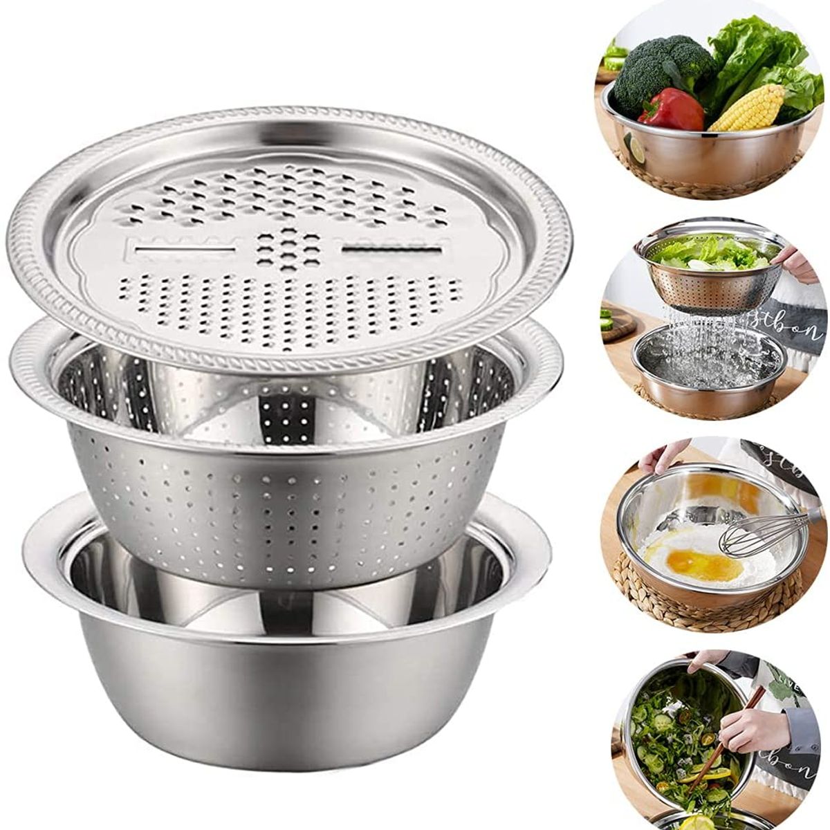 AURELA - Rallador de Acero Inoxidable Multifuncional 3 en 1