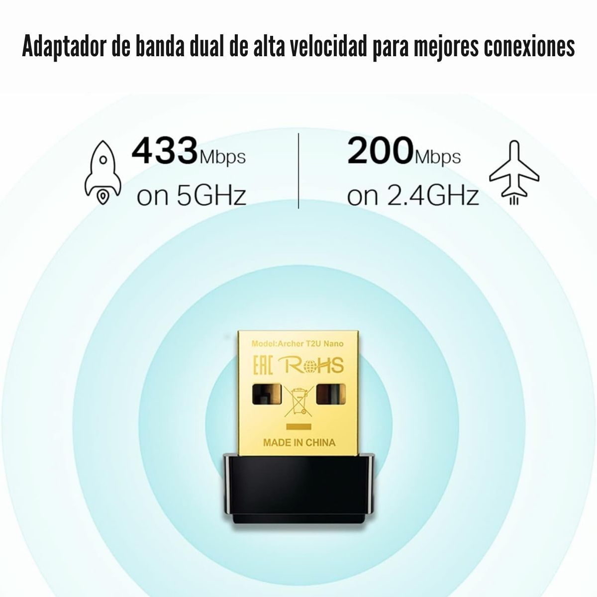 TP LINK - TP-Link - Adaptador USB Wireless Archer T2U Nano Dual Band AC600