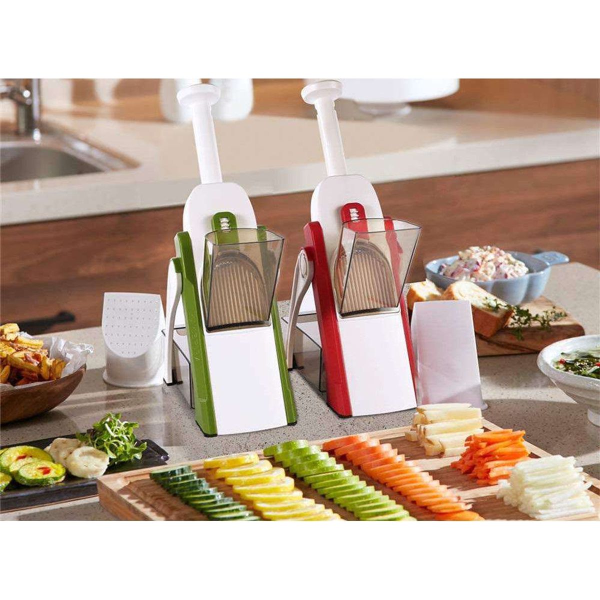AURELA - SafeSlicer™ - Cortador Ajustable de Verduras Seguro