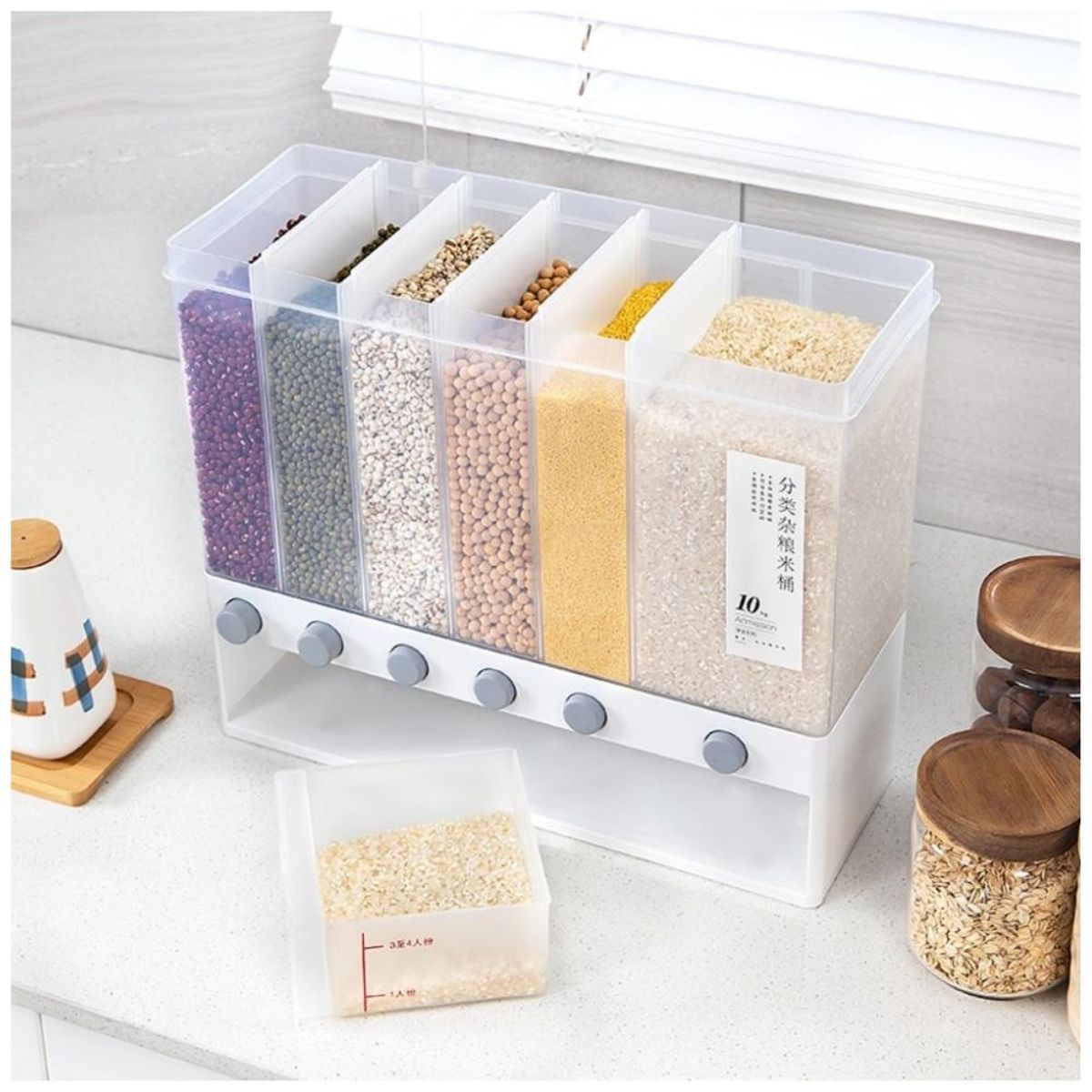 MINARI - Contenedor Organizador Dispensador de Menestras para Cocina 10Kg R200