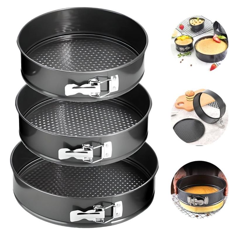 MINARI - Set de 3 Moldes de Keke para Repostería Antiadherente Circular