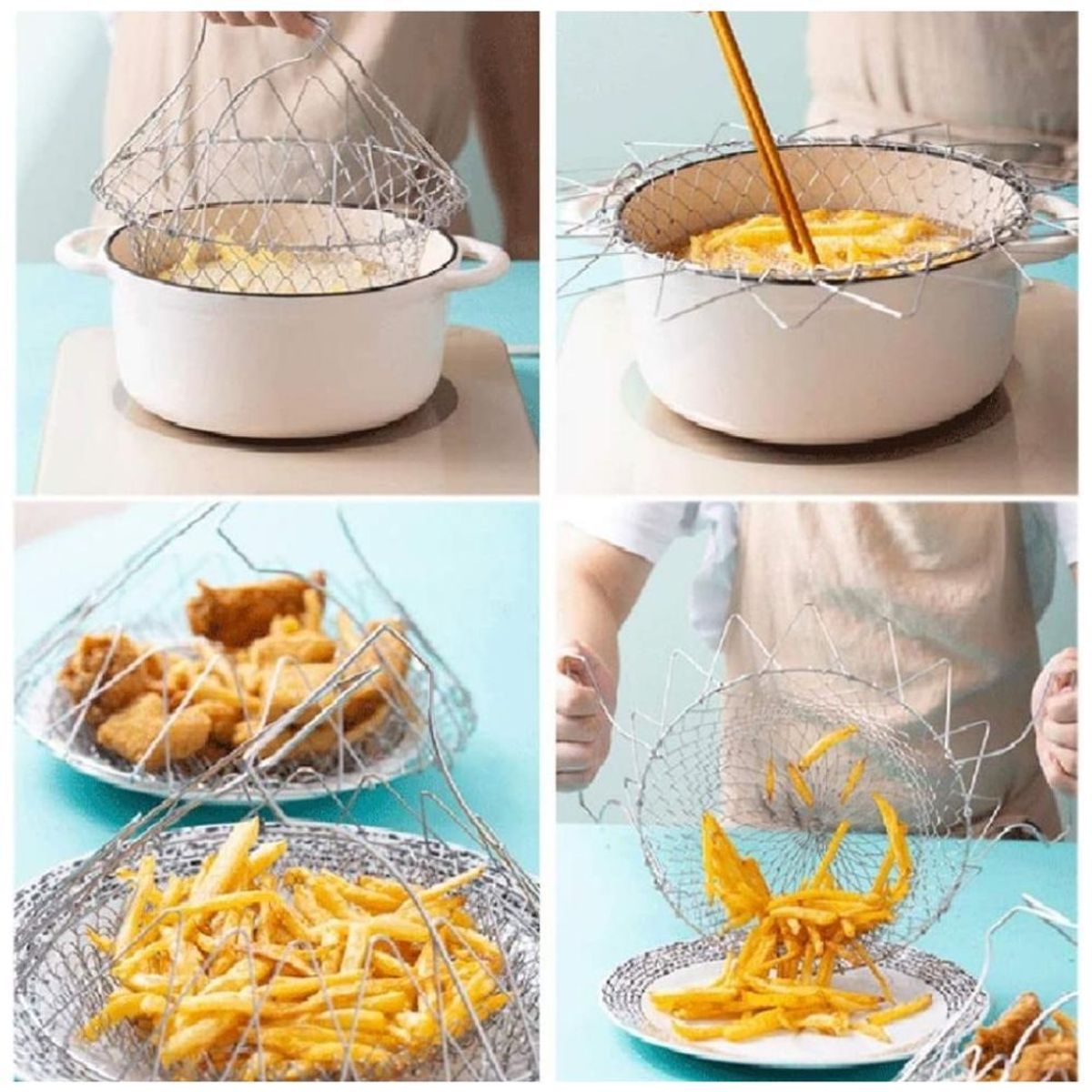 MINARI - Colador de Aceite Papas Fritas con Malla de Acero Inoxidable 207C