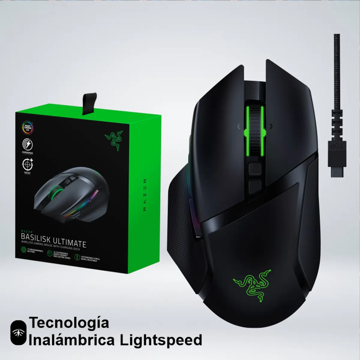RAZER - MOUSE GAMER RAZER BASILISK ULTIMATE RGB WIRELESS HYPERSPEED 20KDPI