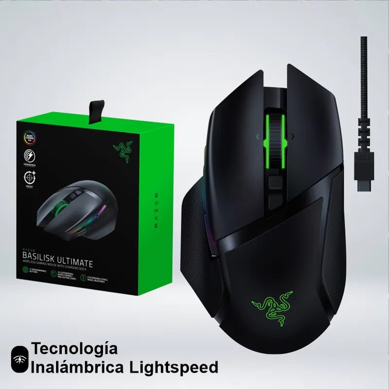 RAZER - MOUSE GAMER RAZER BASILISK ULTIMATE RGB WIRELESS HYPERSPEED 20KDPI