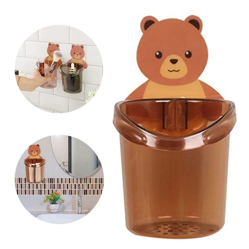 MINARI - Soporte Organizador de Cepillos para Baño Dormitorio Osito Marrón