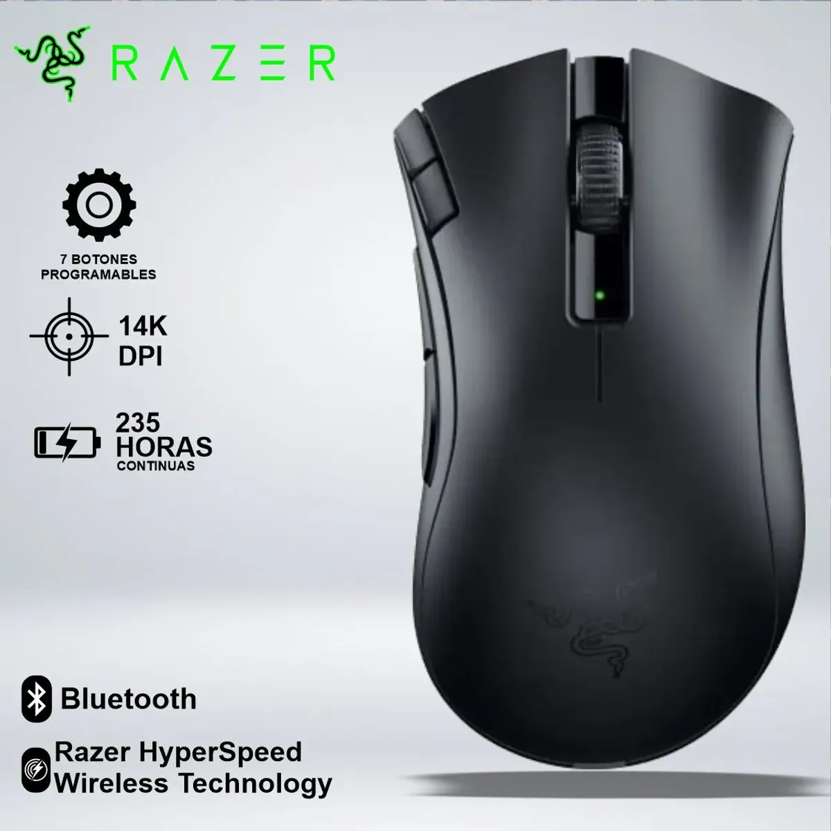 RAZER - MOUSE GAMER RAZER DEATHADDER V2 X HYPERSPEED 14K DPI USB BLUETOOTH 235hrs 7botones sensor 5G