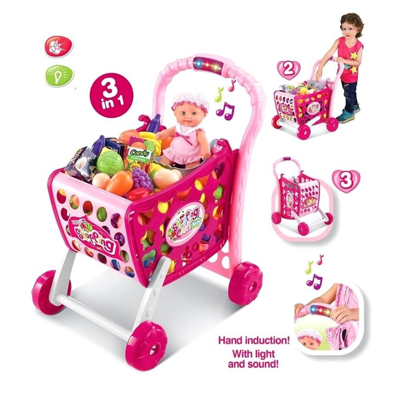 GENERICO - Juguete Coche de Compras con Accesorios 3 en 1