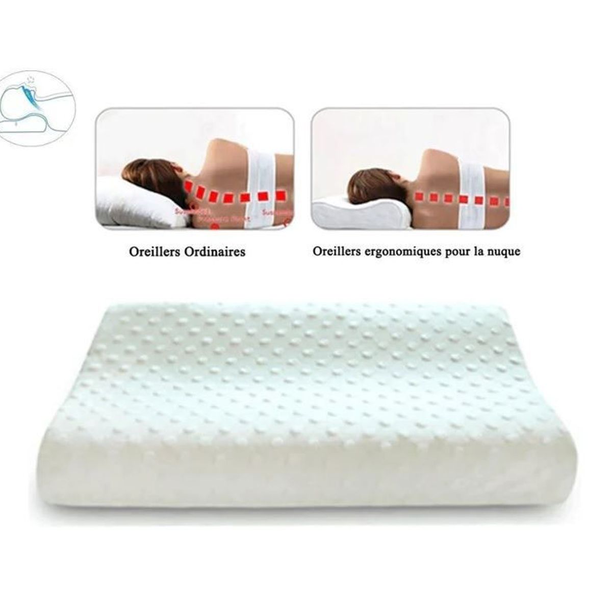 OEM - Almohada Ortopedica Cervical Evita Ronquidos Memory Pillow Blanca