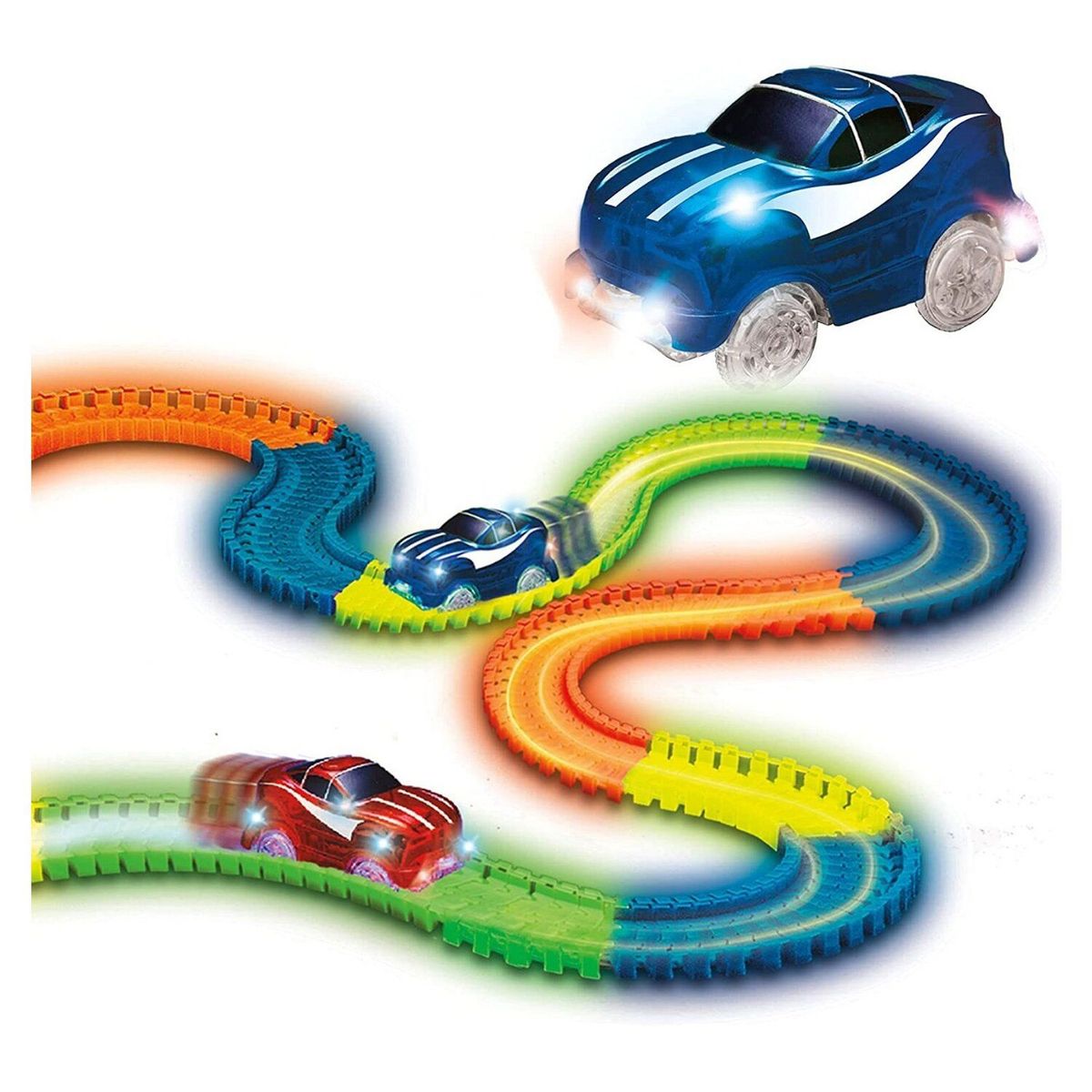 JP SOPORTECOM - Juguete Pista de Carreras Flexible con Luz Led