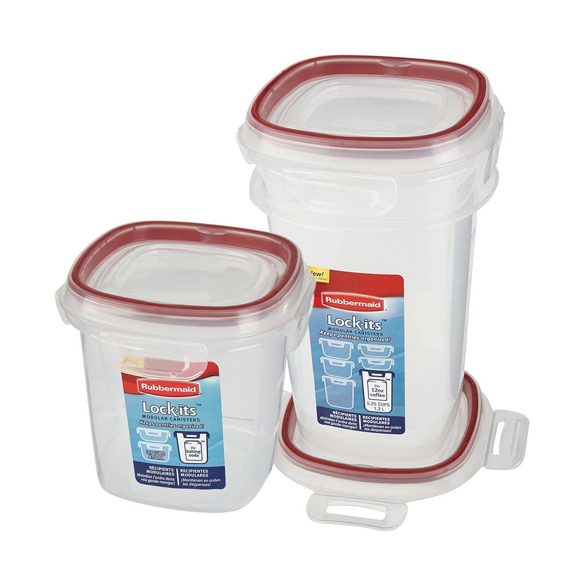 RUBBERMAID - Pack 2 Canister de Plástico de 3.7 y 5.25 tazas (875ml y 1.2L)