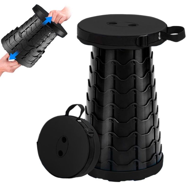 GENERICO - Banco Silla Taburete Plegable Portátil Banquito Negro