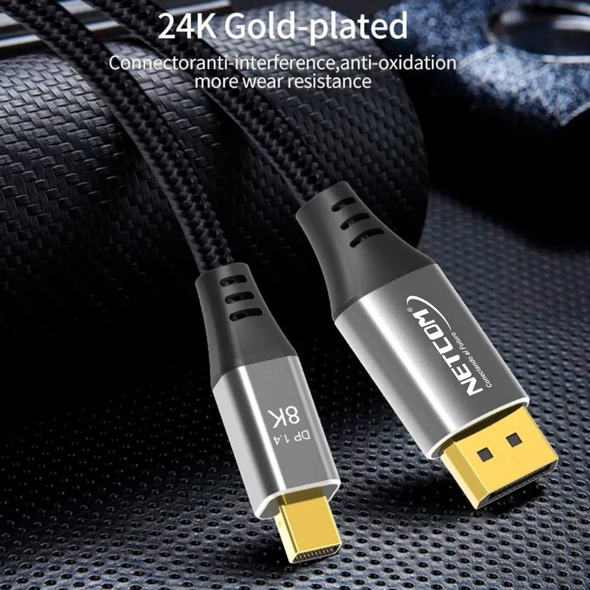 NETCOM - Cable Mini Displayport a Displayport 1.8 Metros NETCOM 1.4 8K 144Hz