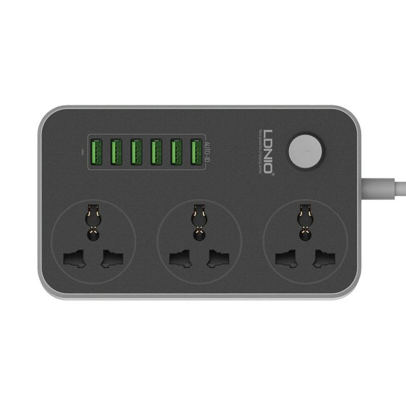LDNIO - Extensión SC3604 LDNIO 3 Tomas Universales 6 USB 3.4 A (Auto MAX) 17W