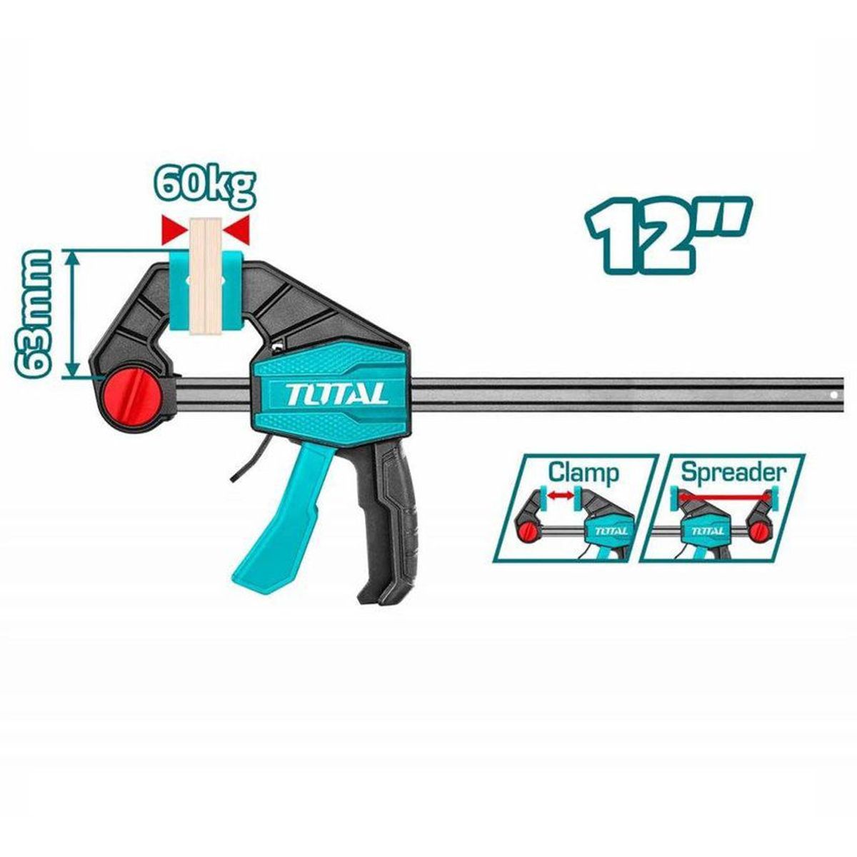 TOTAL TOOLS - PRENSA RÃPIDA 12'' AUTO AJUSTABLE X4 ABRAZADERA TOTAL - THT1340602 X 4