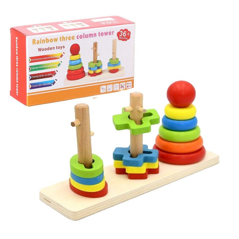 GENERICO - Juguete Didáctico Torre de Arcoiris 3 columnas