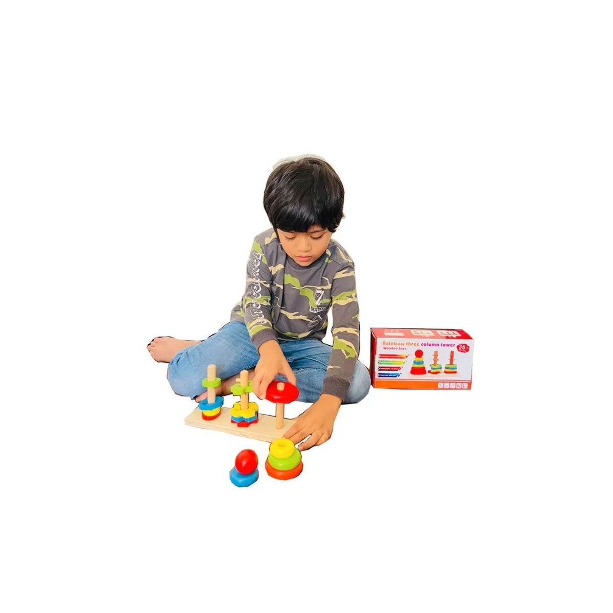GENERICO - Juguete Didáctico Torre de Arcoiris 3 columnas