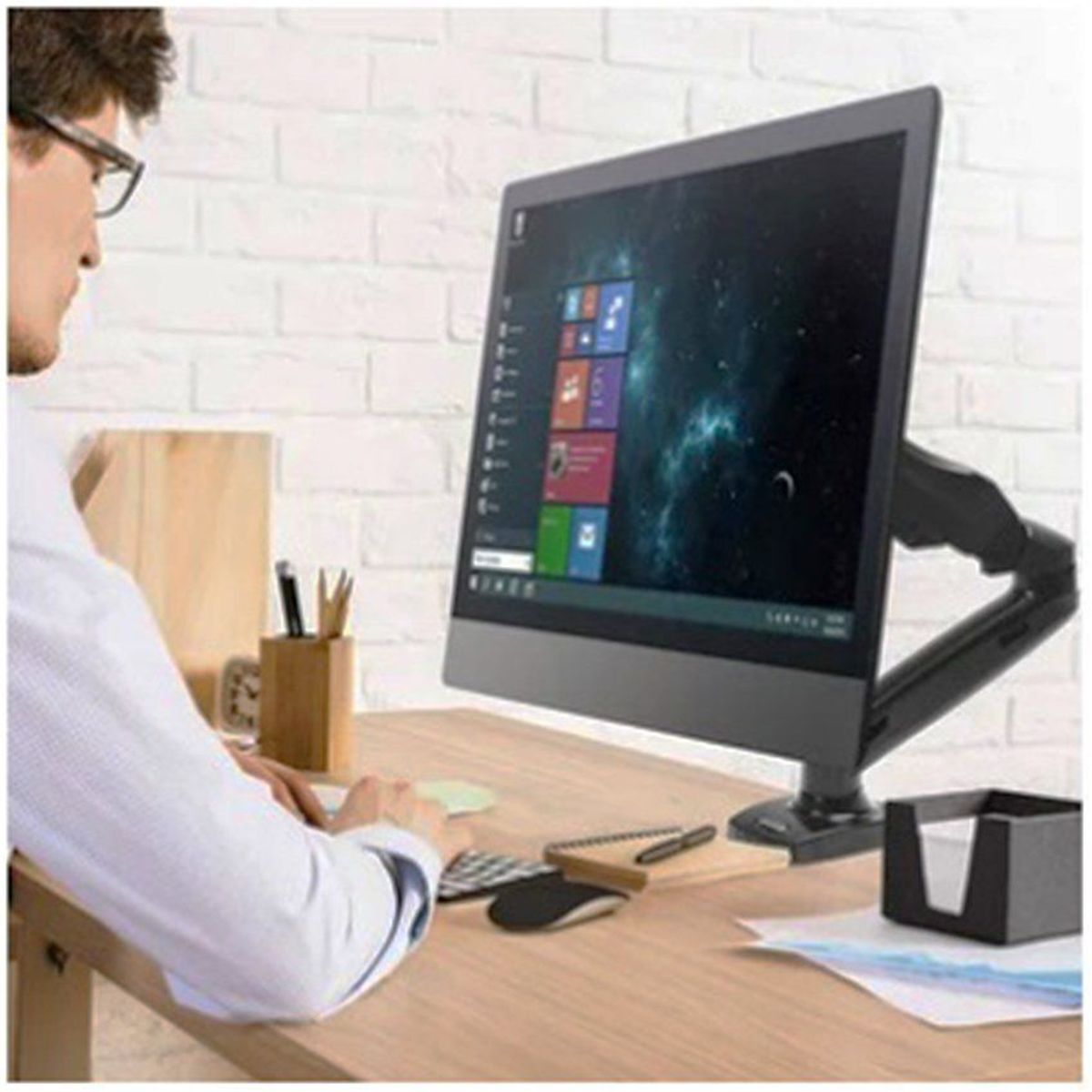 CELESTIUM - Rack soporte monitor/tv de 13 a 27 pulg brazo ergonómico de escritorio