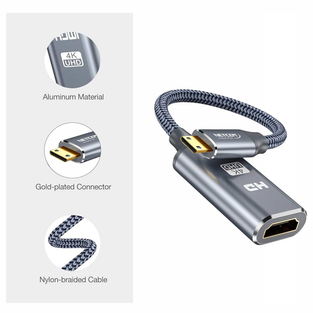 GENERICO - Cable adaptador convertidor Mini HDMI macho a HDMI hembra 4k 2.0 60hz