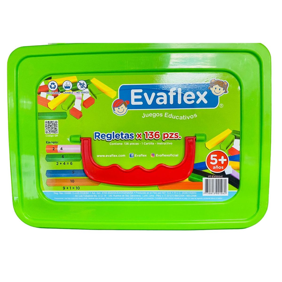 EVAFLEX - Juguete Educativo Matemático Regleta Cuisenaire de 136 pcs