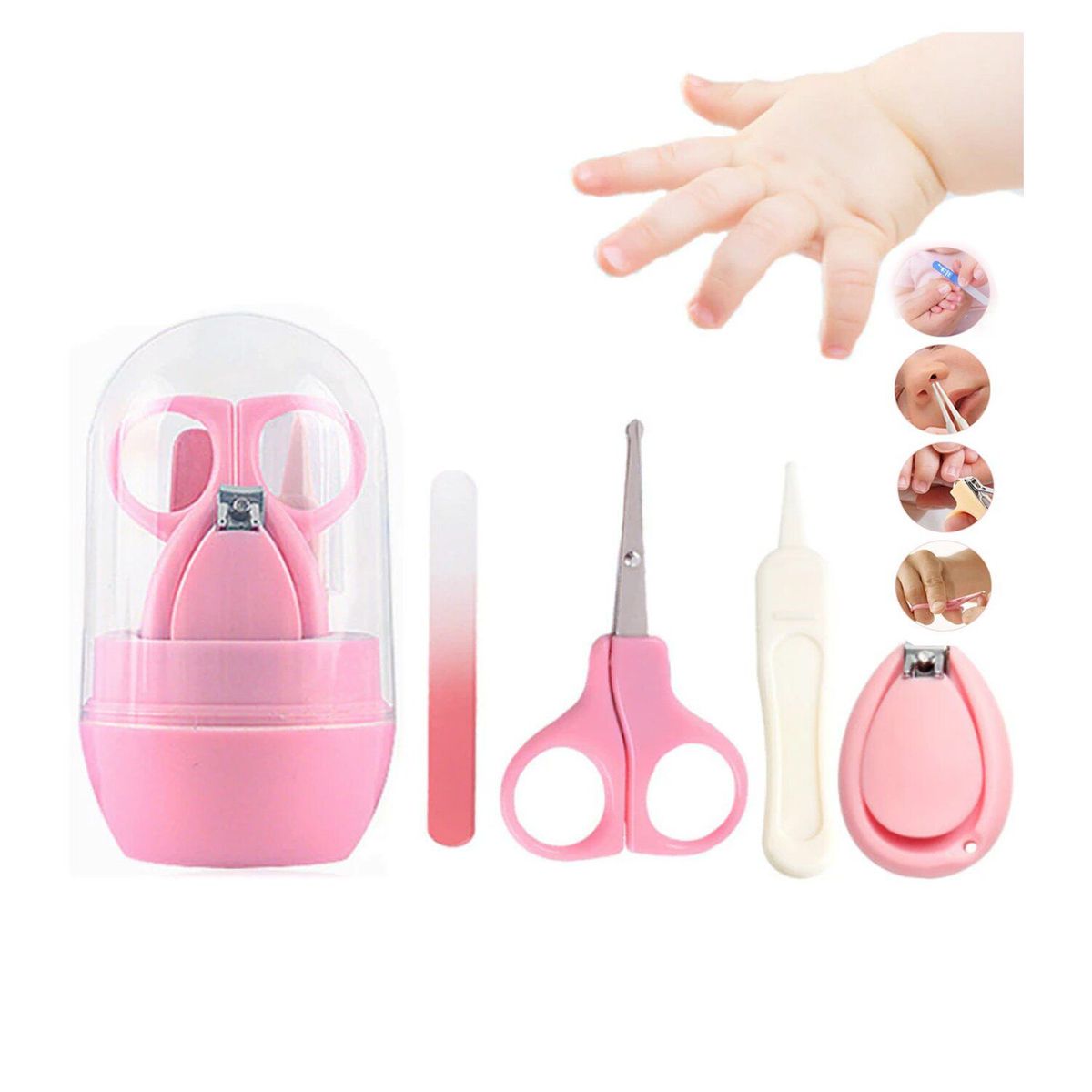 JP SOPORTECOM - Kit de Cortauñas Portátil para Bebes 4 Piezas R