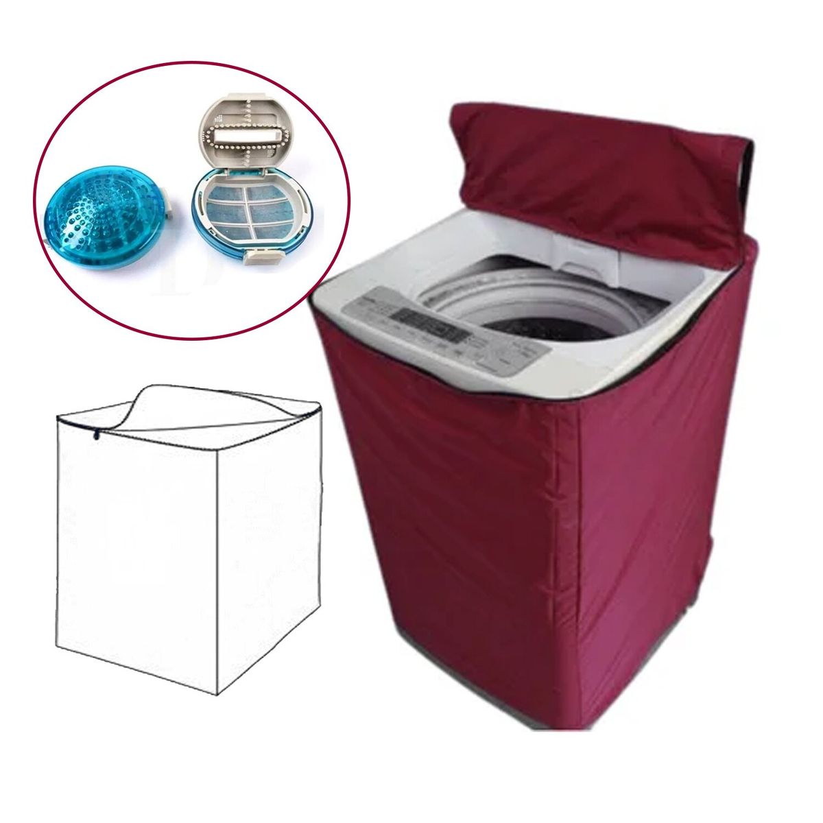 GENERICO - Funda de Lavadora 10-15 Kg Aleatorio +Filtro LG