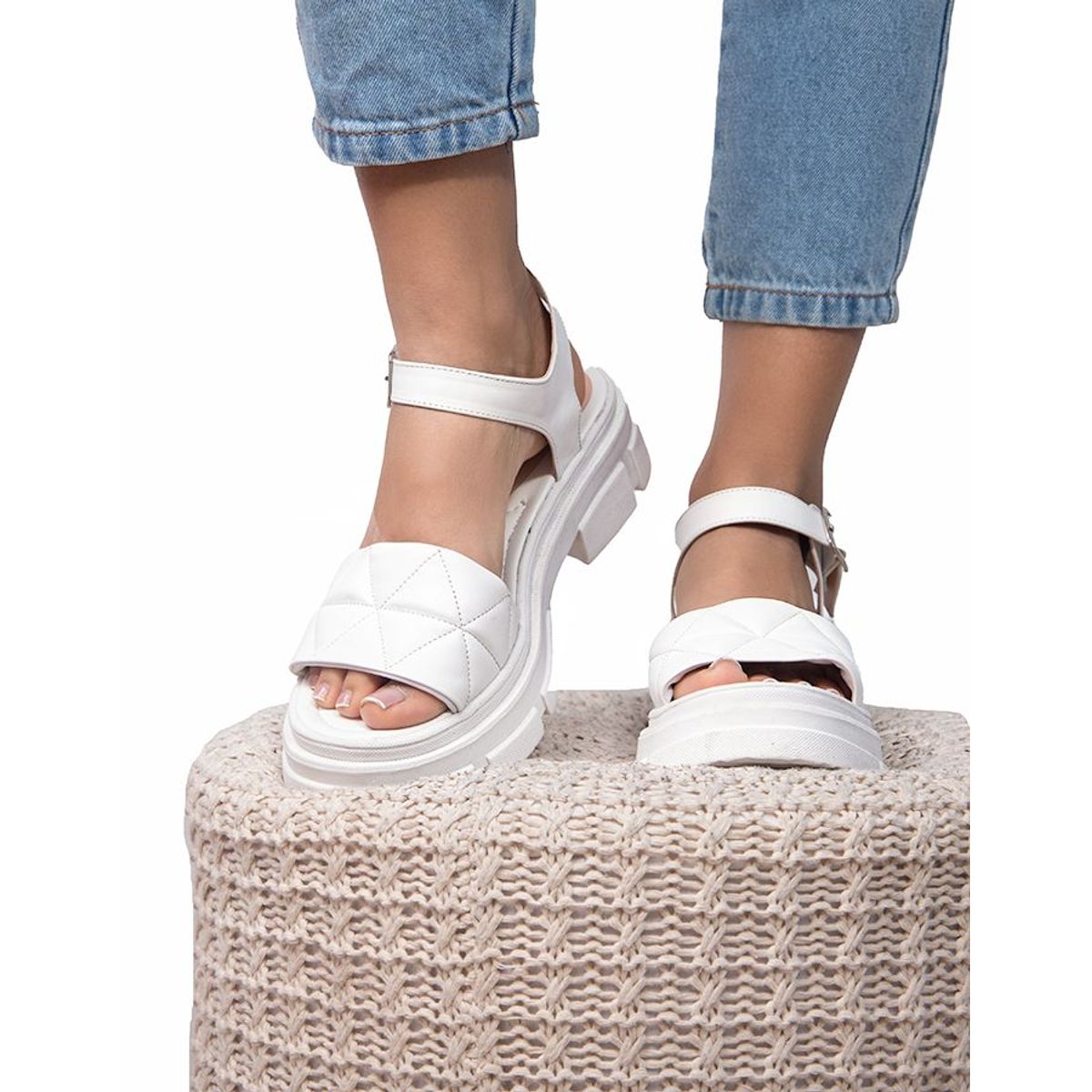 NEBULA - Sandalia Prada - Blanco